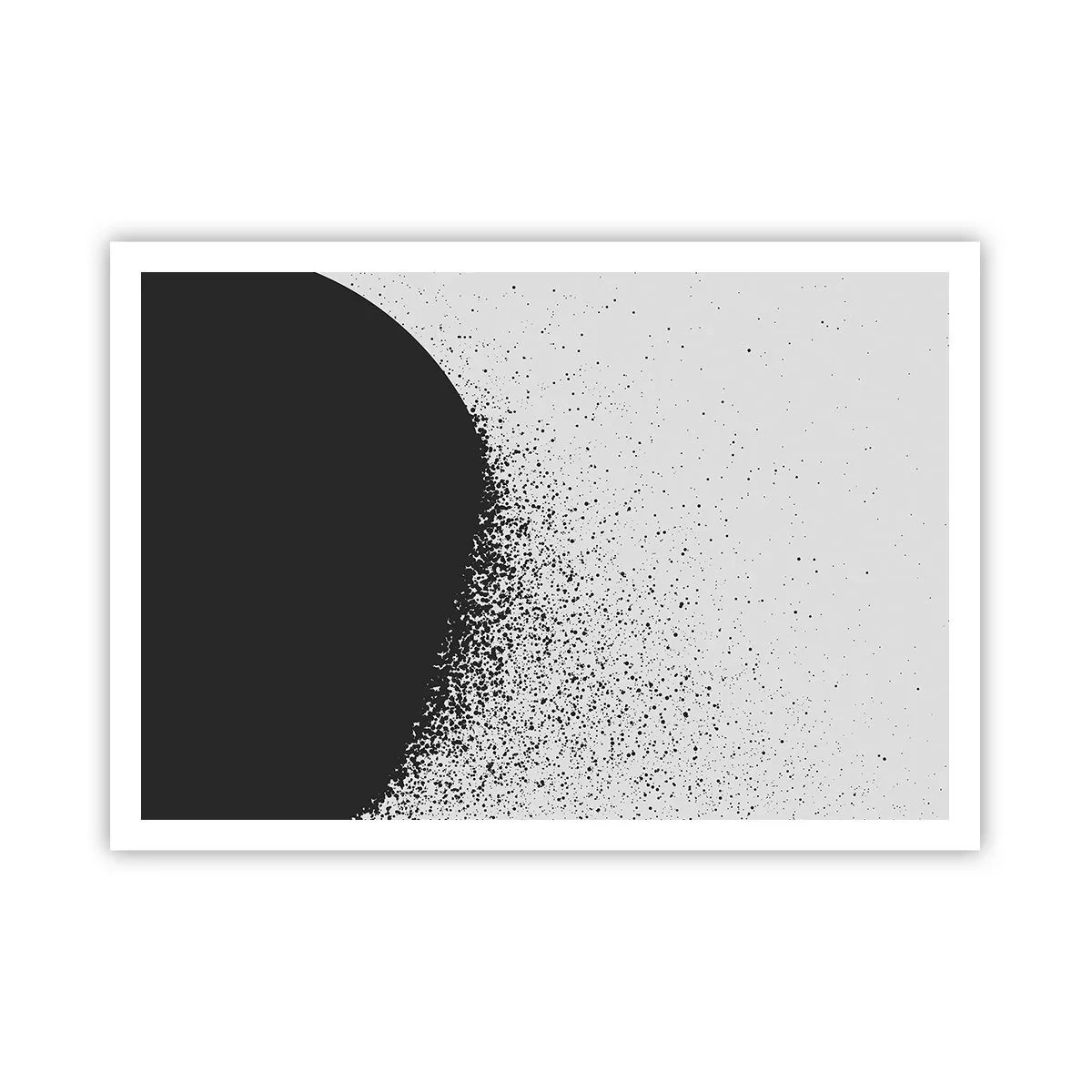 Póster - Patrón abstracto con partículas negras sobre un fondo claro - 100x70cm - El movimiento de las partículas - Decoración de pared moderna para salón y dormitorio ARTTOR