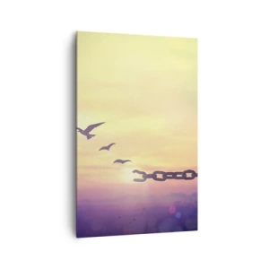 Cuadro sobre lienzo - Impresión de Imagen - Símbolo de libertad con pájaros y una cadena rota. - 80x120cm - Victoria de la libertad - Decoración de pared moderna para salón y dormitorio ARTTOR