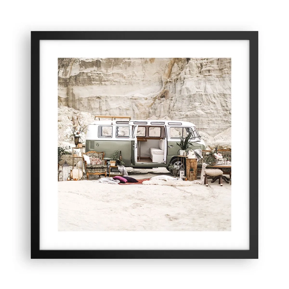 Póster en marco negro - Hora de empezar el viaje - 40x40 cm