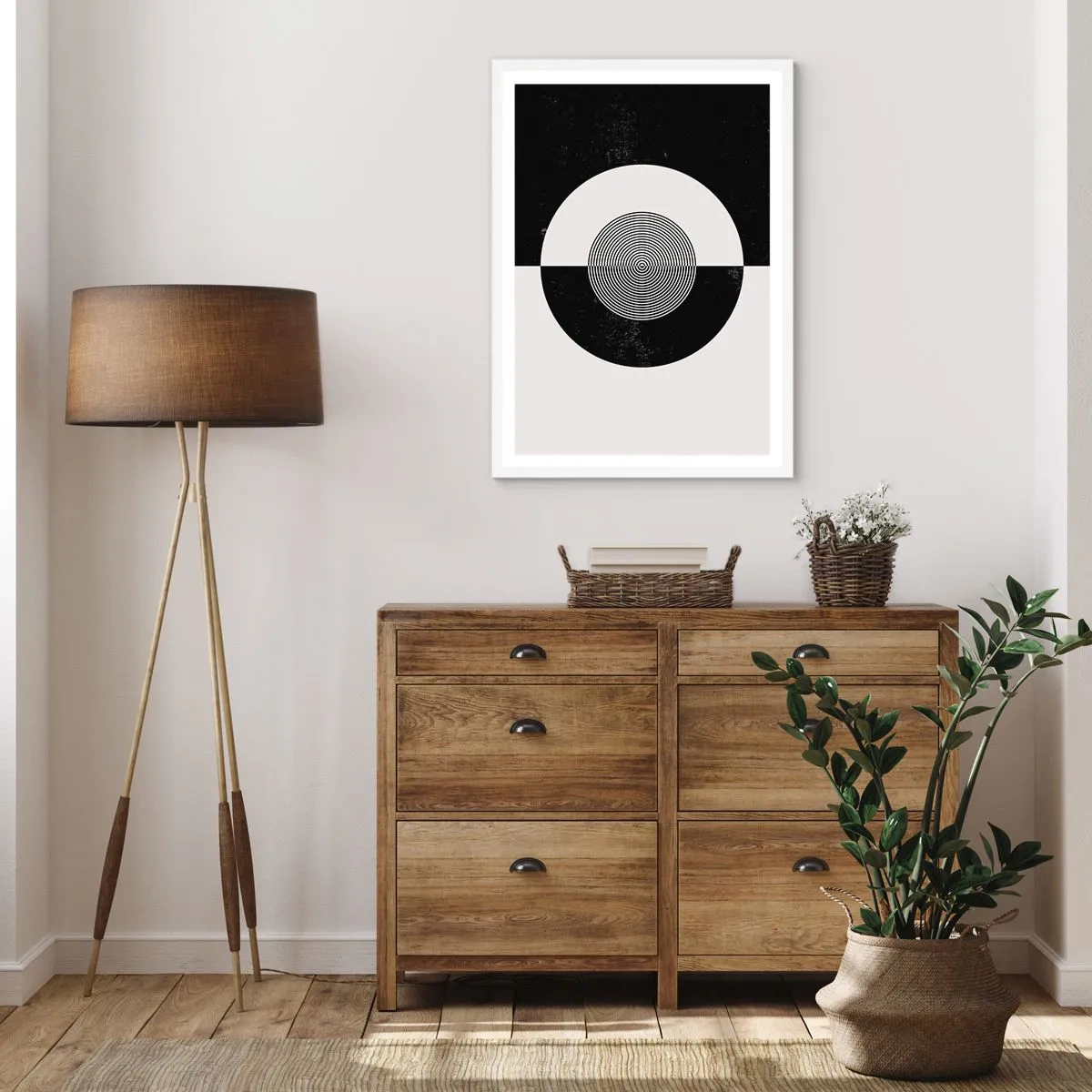 Póster en marco blanco - Armonía en blanco y negro - 30x40 cm