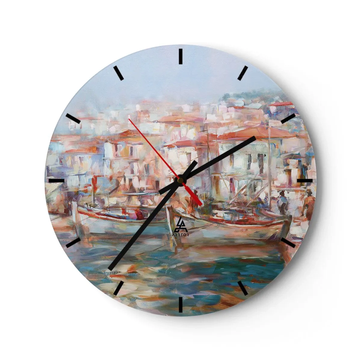 Reloj de pared - Reloj de vidrio - Vacaciones en colores pastel - 40x40 cm