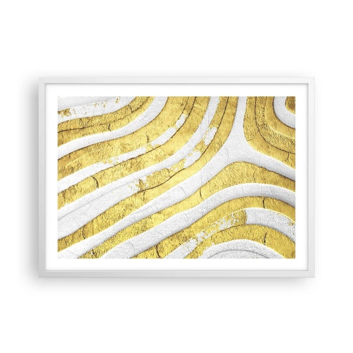 Póster en marco blanco - Una composición en blanco y oro - 70x50 cm