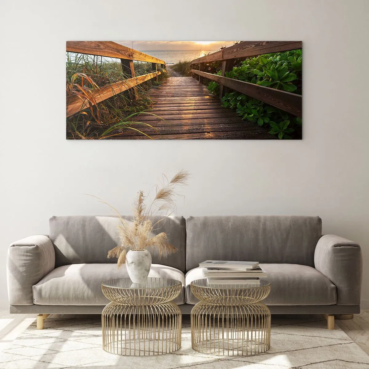 Cuadro sobre vidrio - Impresiones sobre Vidrio - Y directamente a la orilla - 100x40 cm