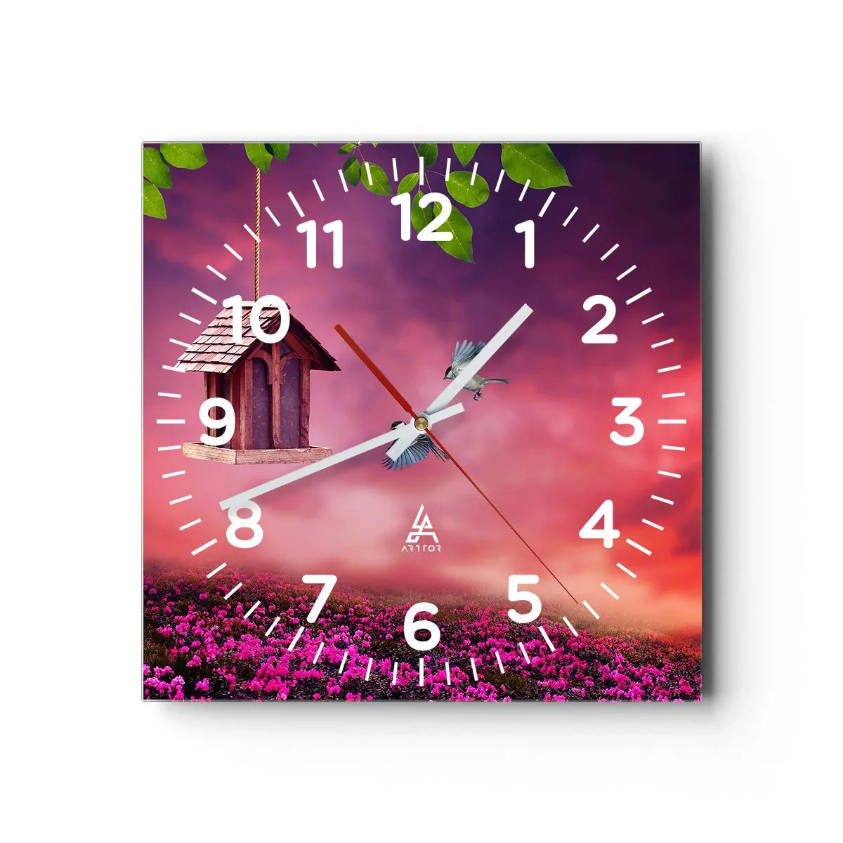 Reloj de pared - Reloj de vidrio - Invitación a una cena - 30x30 cm