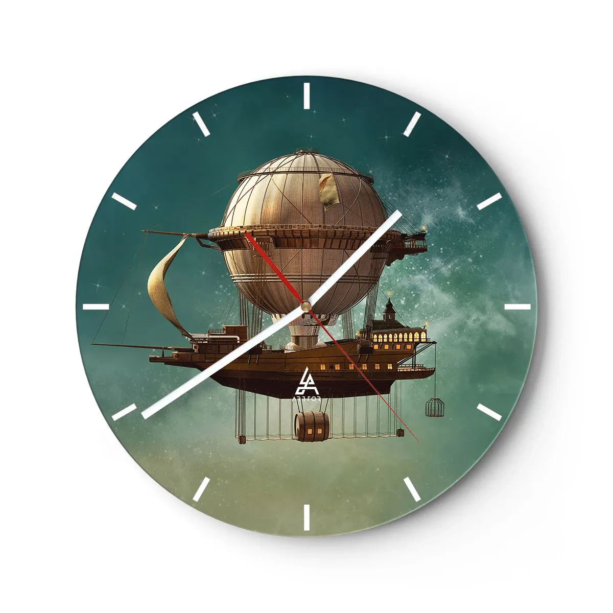 Reloj de pared - Reloj de vidrio - Julio Verne saluda - 30x30 cm