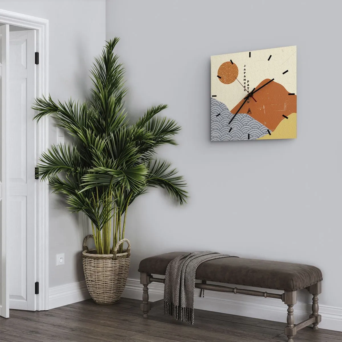 Reloj de pared - Reloj de vidrio - En el espíritu japonés - 30x30 cm