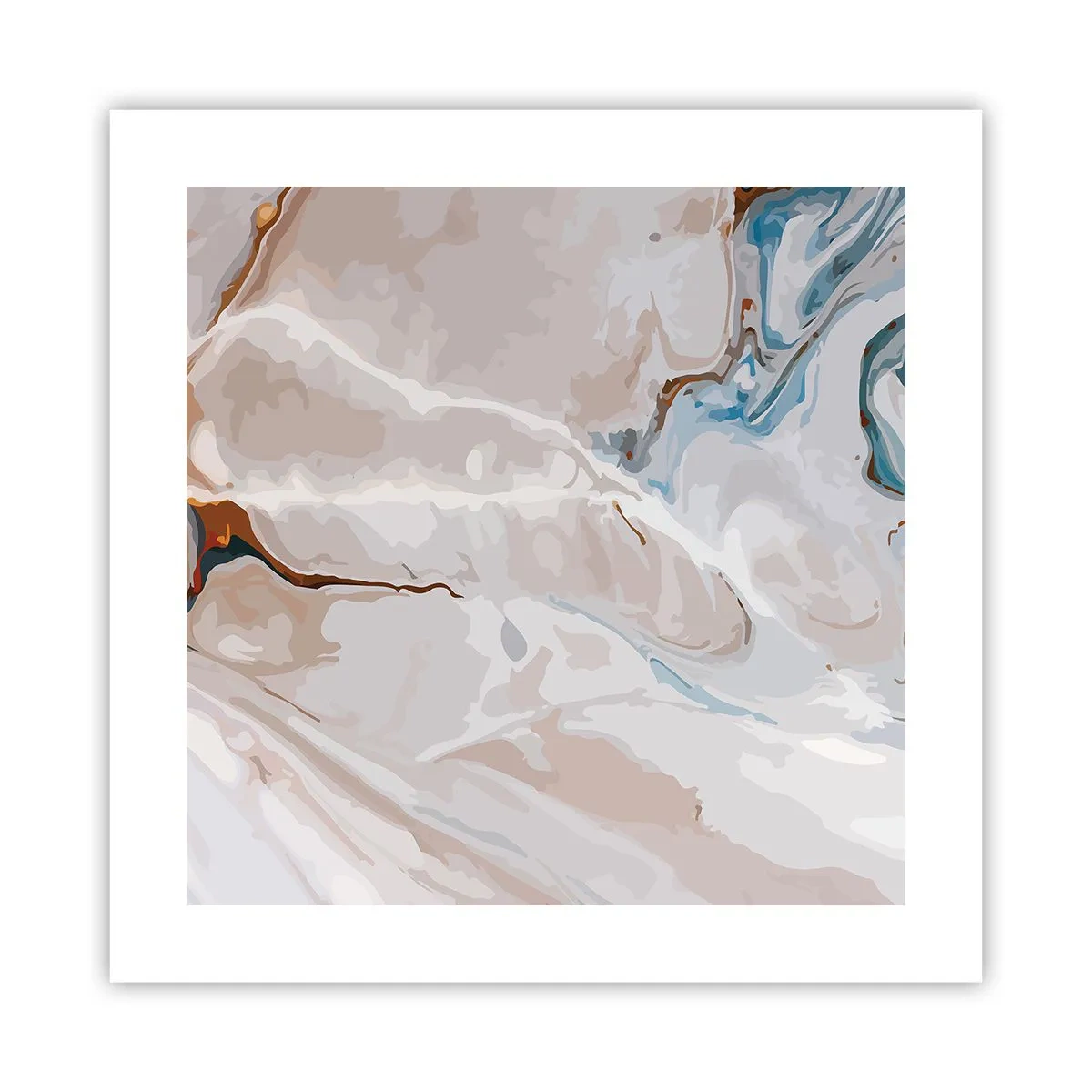 Póster - El azul serpentea por el blanco - 40x40 cm
