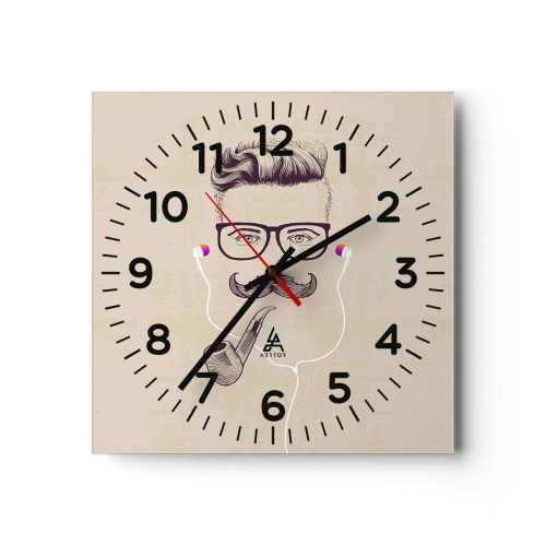 Reloj de pared - Reloj de vidrio - Moda masculina - 30x30 cm