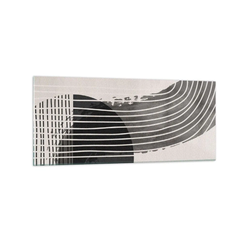 Cuadro sobre vidrio - Impresiones sobre Vidrio - Patrón abstracto con líneas y formas geométricas. - 120x50cm - Ida y vuelta - Decoración de pared moderna para salón y dormitorio ARTTOR