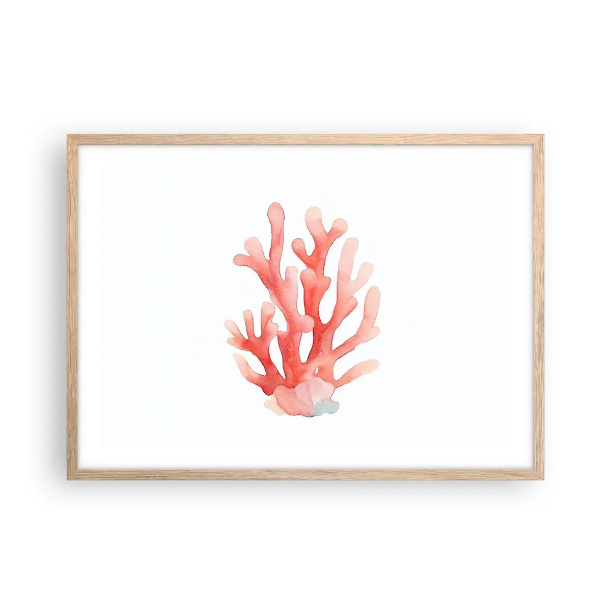 Póster en marco roble claro - La hermosura del color coral - 70x50 cm