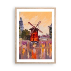 Póster en marco roble claro - Iconos parisinos - Moulin Rouge - 50x70 cm