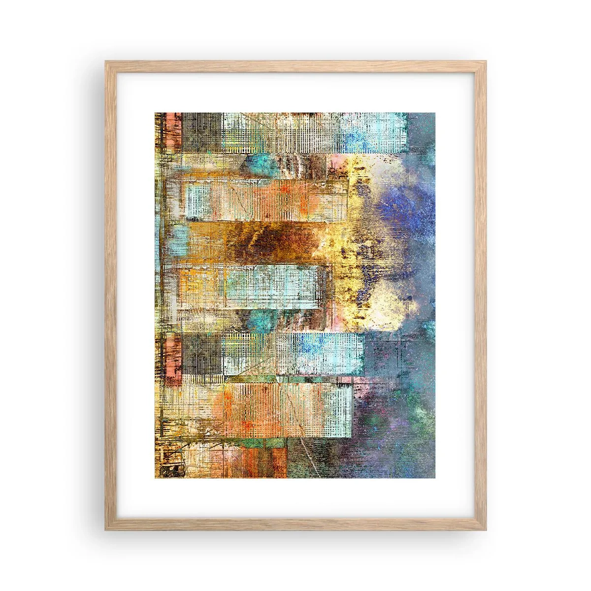 Póster en marco roble claro - Metrópolis soleada - 40x50 cm