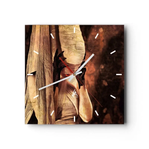 Reloj de pared - Reloj de vidrio - Una mujer con velo y un estilo misterioso sobre un fondo oscuro. - 30x30cm - Entre el bien y el mal - Decoración de pared moderna para salón y dormitorio ARTTOR