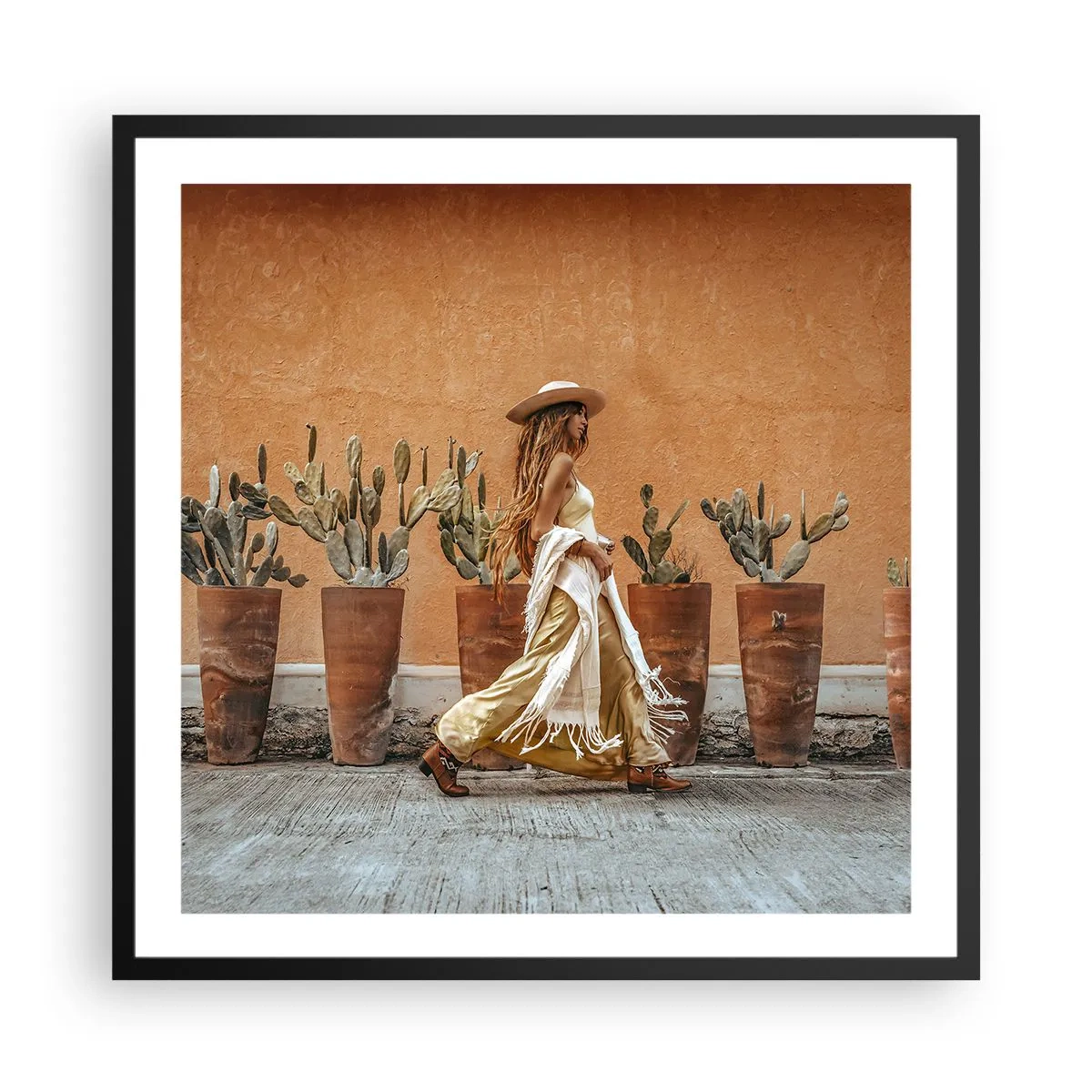 Póster en marco negro - Estilo hippie - 60x60 cm