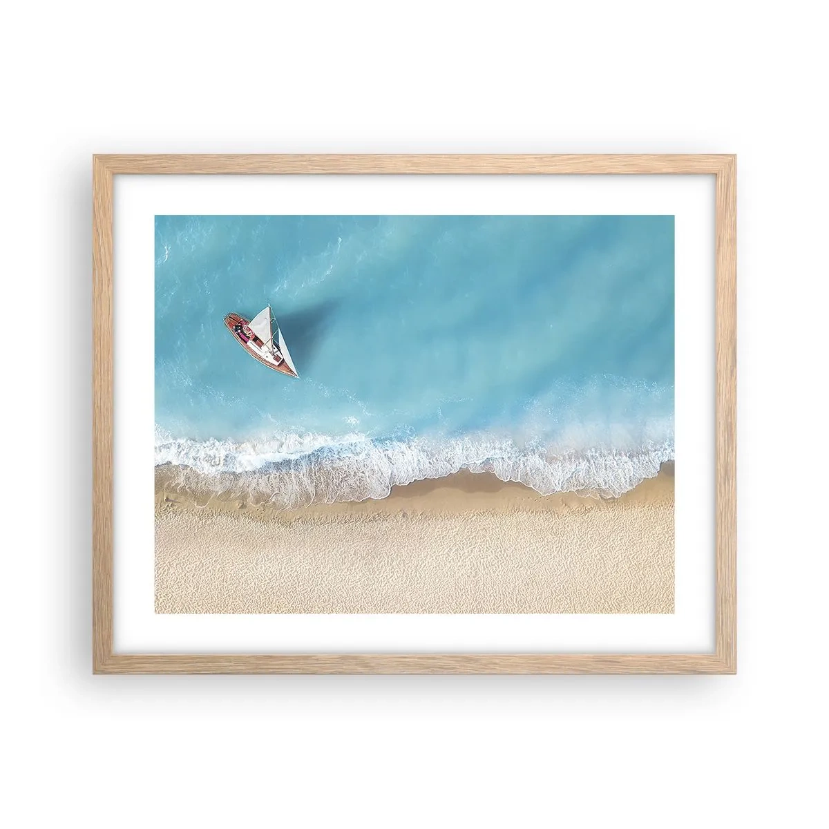 Póster en marco roble claro - Frontera celeste y dorada - 50x40 cm