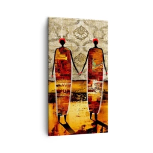 Cuadro sobre lienzo - Impresión de Imagen - Composición étnica en colores africanos - 45x80 cm