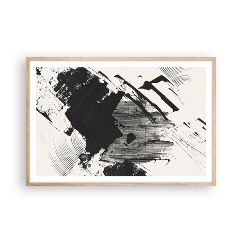 Póster en marco roble claro - Abstracción: la expresión del negro - 91x61 cm