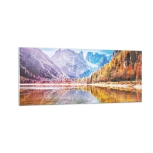 Cuadro sobre vidrio - Impresiones sobre Vidrio - Ya es otoño en las montañas - 100x40 cm