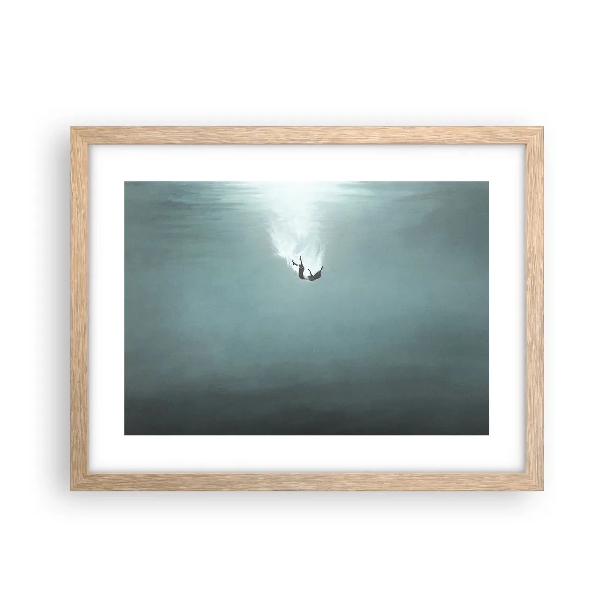 Póster en marco roble claro - En el abrazo del océano - 40x30 cm