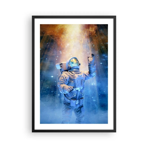 Póster en marco negro - Astronauta a la luz de las estrellas y galaxias en el espacio. - 50x70cm - El descubrimiento - Decoración de pared moderna para salón y dormitorio ARTTOR