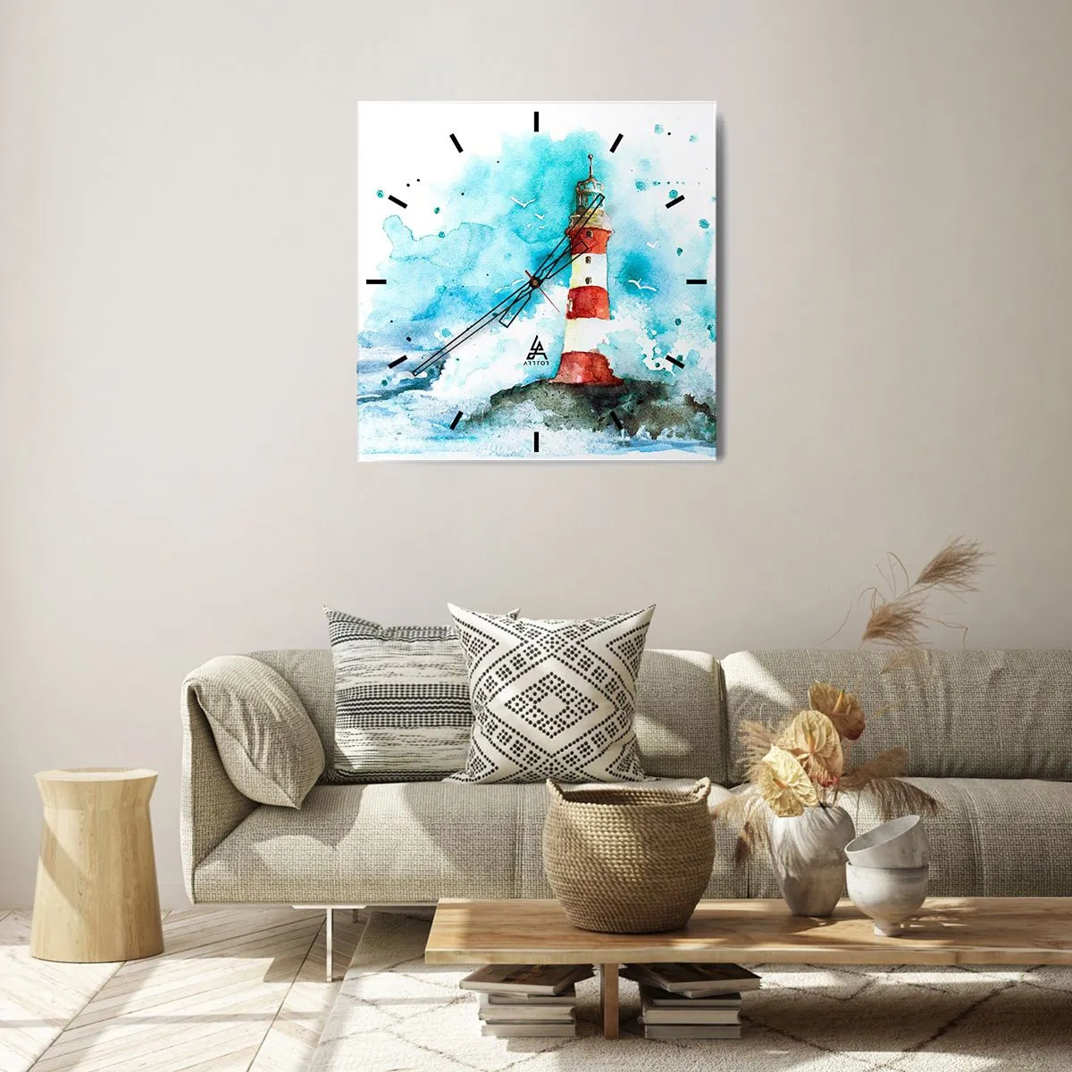 Reloj de pared - Reloj de vidrio - La unidad de los elementos - 40x40 cm