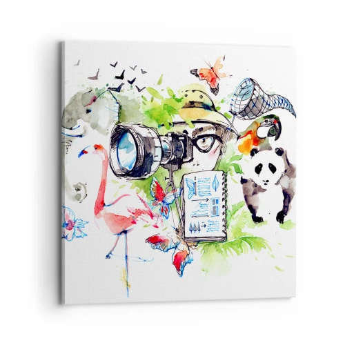 Cuadro sobre lienzo - Impresión de Imagen - En la objetivo de un viajero - 70x70 cm