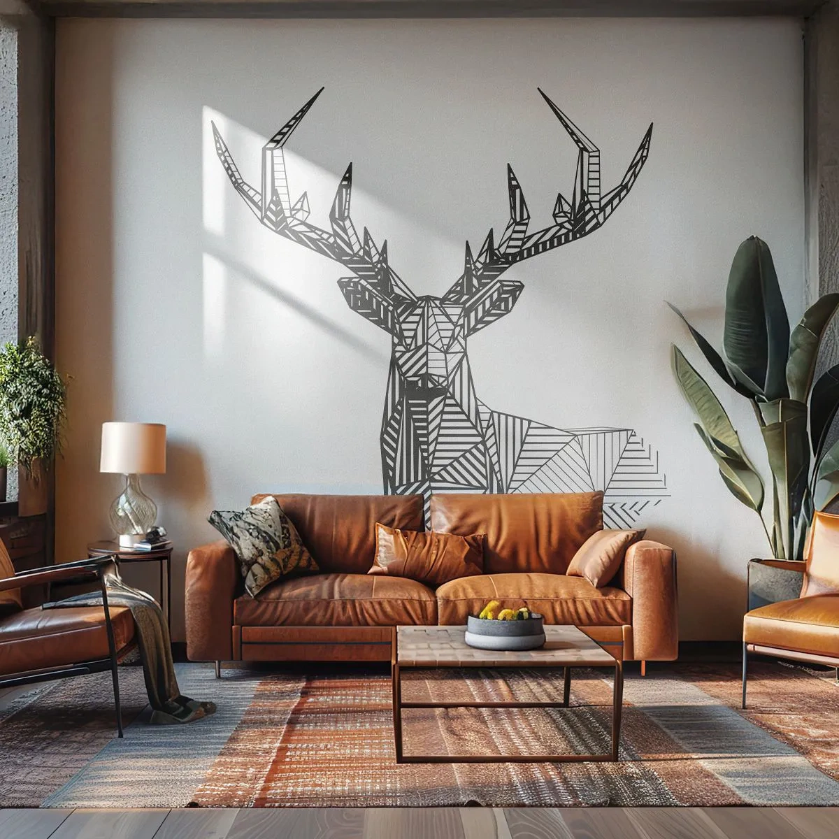 Fotomural Premium Canvas - Ciervo en estilo cubista - Abstracción, Ciervo, animales - 250x175 cm