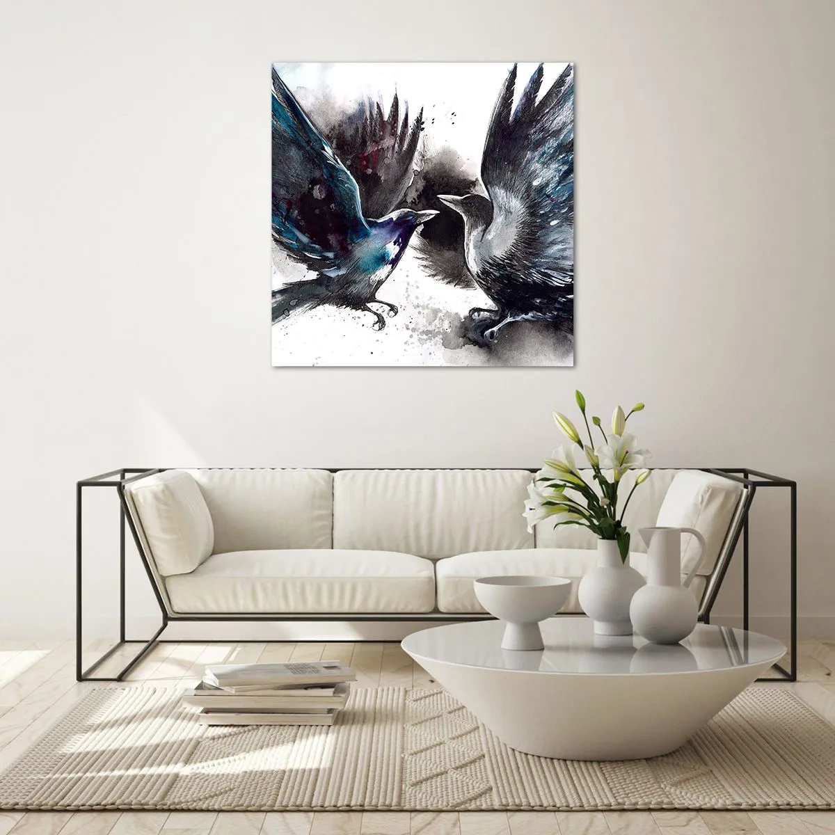 Cuadro sobre vidrio - Impresiones sobre Vidrio - De cuervo a cuervo... - 60x60 cm