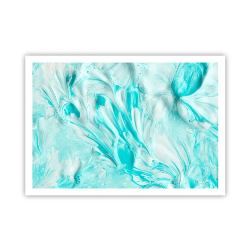 Póster - Un motivo abstracto en tonos pastel de azul y blanco. - 100x70cm - Juntos para siempre - Decoración de pared moderna para salón y dormitorio ARTTOR