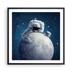Póster en marco negro - Bromista espacial - 60x60 cm
