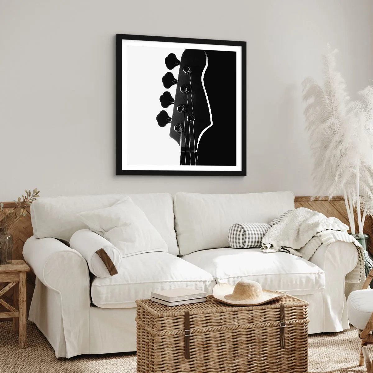 Póster en marco negro - Silencio musical - 40x40 cm