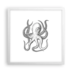 Póster en marco blanco - Bailando con olas - 40x40 cm