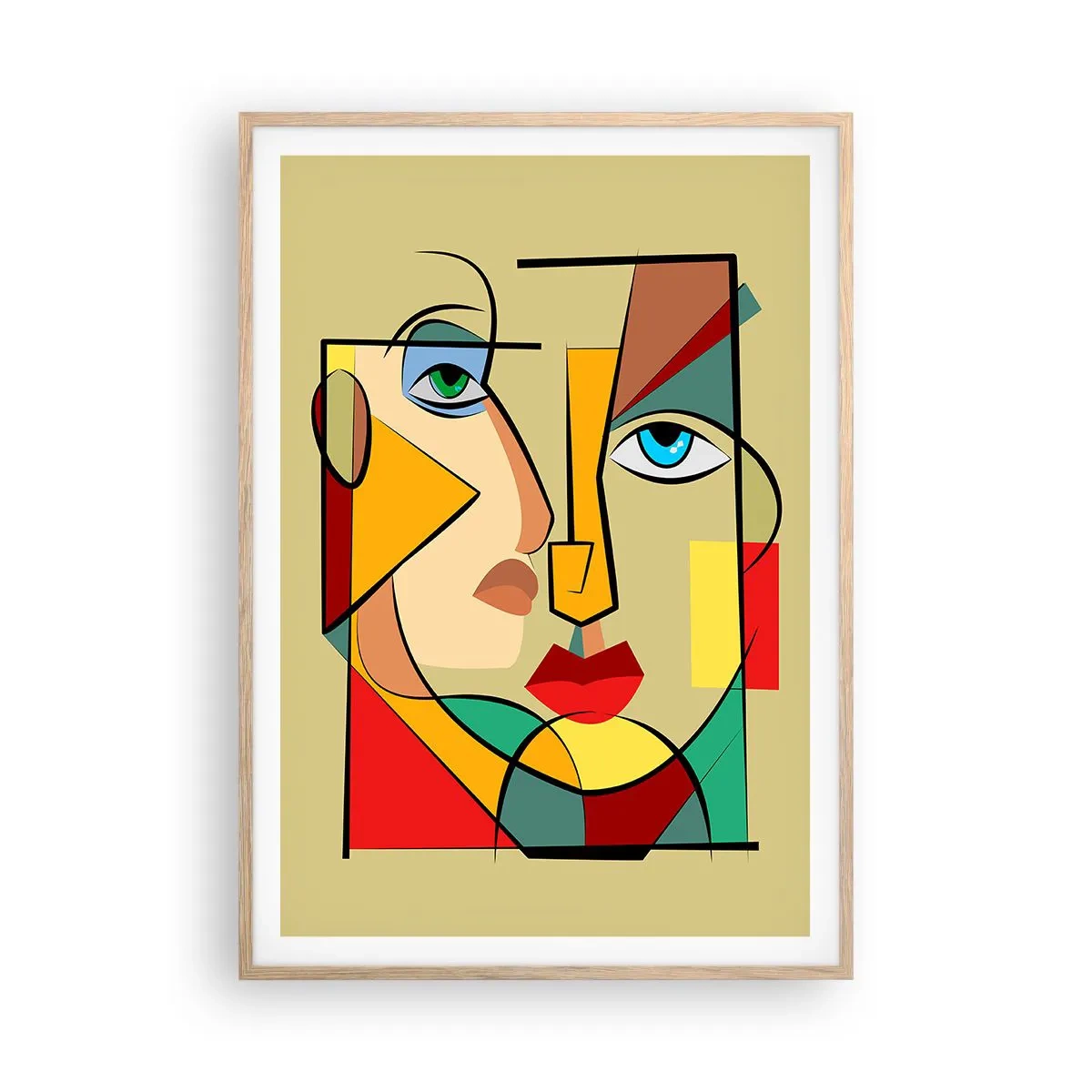 Póster en marco roble claro - Una pareja emparejada - 70x100 cm