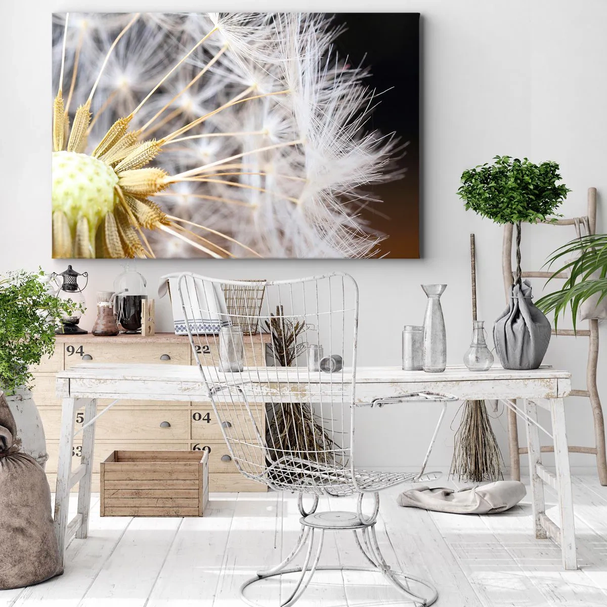 Cuadro sobre lienzo - Impresión de Imagen - Fotografía macro de un diente de león con semillas delicadas. - 100x70cm - Justo antes de volar - Decoración de pared moderna para salón y dormitorio ARTTOR