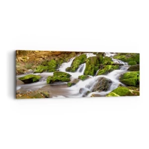 Cuadro sobre lienzo - Impresión de Imagen - Atravesando el bosque otoñal - 90x30 cm