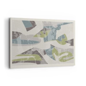 Cuadro sobre lienzo - Impresión de Imagen - Formas abstractas en verde y azul sobre un fondo claro - 120x80cm - Composición tras vidriera - Decoración de pared moderna para salón y dormitorio ARTTOR