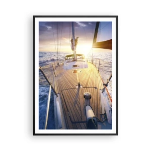 Póster en marco negro - Corriendo sobre las olas - 70x100 cm