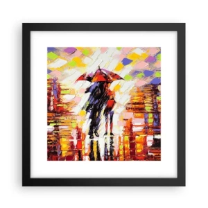 Póster en marco negro - Juntos a través de la noche y la lluvia - 30x30 cm