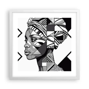 Póster en marco blanco - Retrato étnico - 40x40 cm