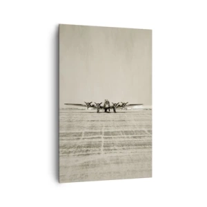 Cuadro sobre lienzo - Impresión de Imagen - Avión histórico en el aeropuerto en sepia - 80x120cm - Como siempre, preparado - Decoración de pared moderna para salón y dormitorio ARTTOR