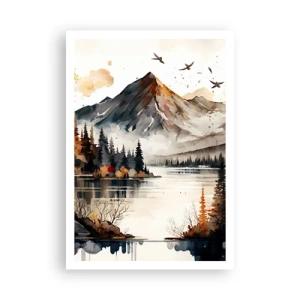 Póster - Otoño dorado en las montañas - 70x100 cm