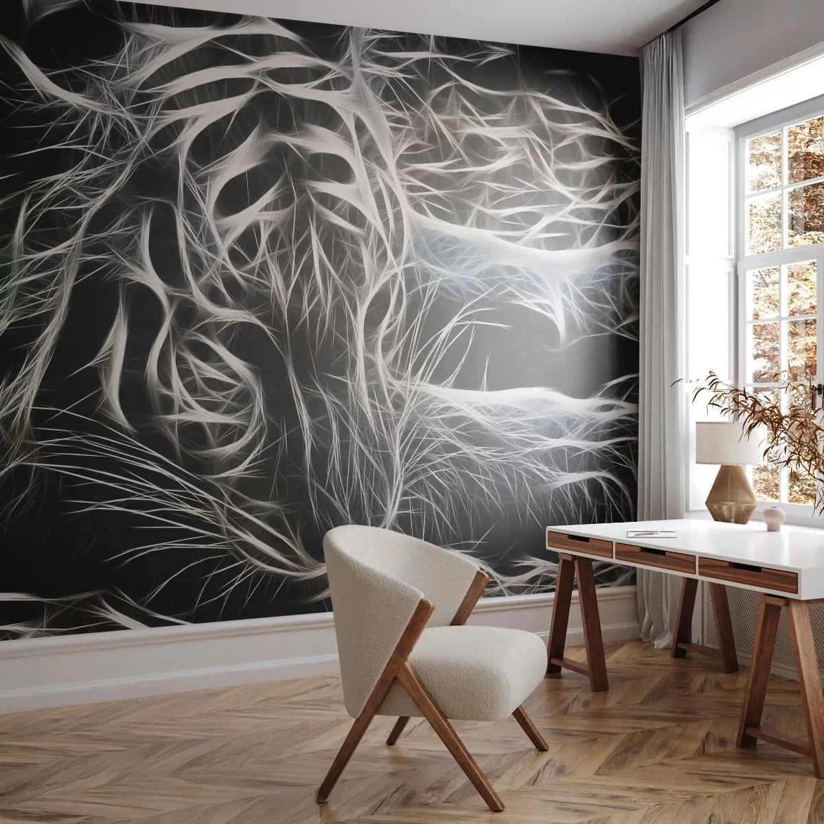 Fotomural Standard Eco - Un estudio sobre la ligereza felina - Abstracción, Tigre, animales - 400x280 cm