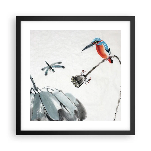 Póster en marco negro - La vida de la pradera - 40x40 cm