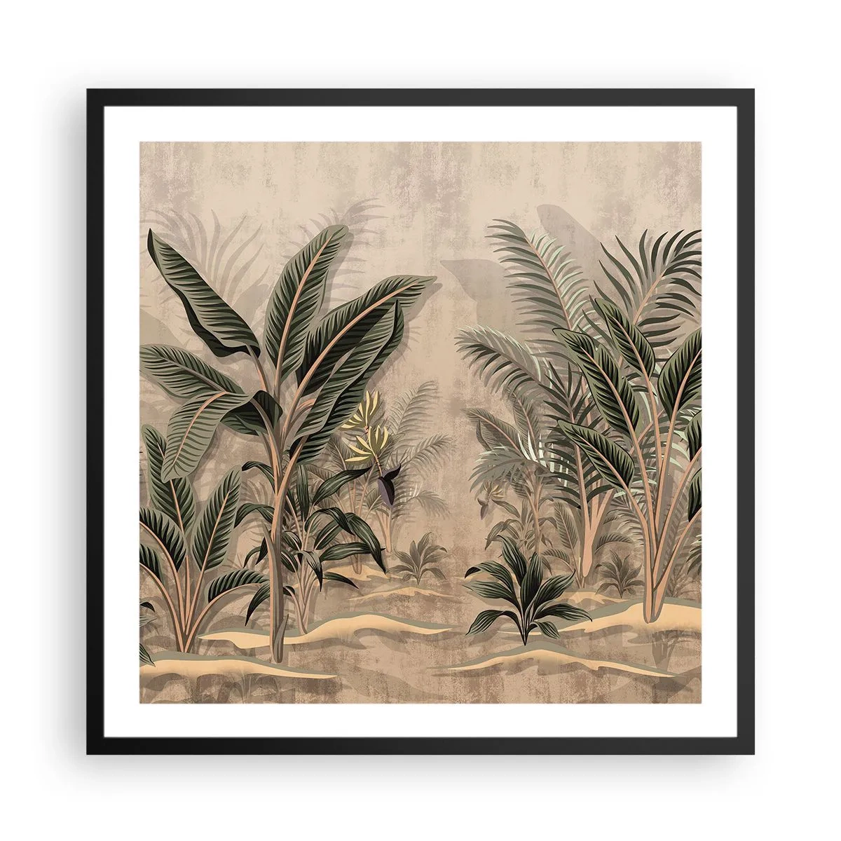 Póster en marco negro - Grabados de estilo colonial - 60x60 cm