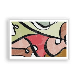 Póster en marco blanco - Piruetas entre colores - 91x61 cm