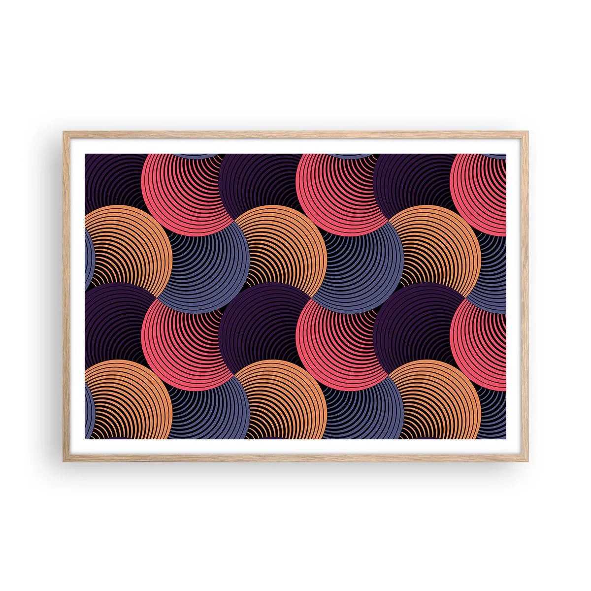 Póster en marco roble claro - En un ritmo circular - 100x70 cm