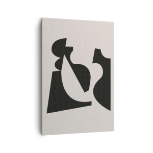 Cuadro sobre lienzo - Impresión de Imagen - Composición geométrica abstracta en blanco y negro - 70x100cm - Para automontaje - Decoración de pared moderna para salón y dormitorio ARTTOR