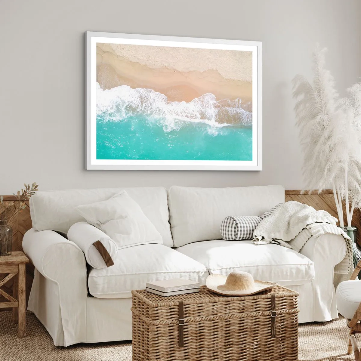 Póster en marco blanco - Un toque acariciador - 70x50 cm