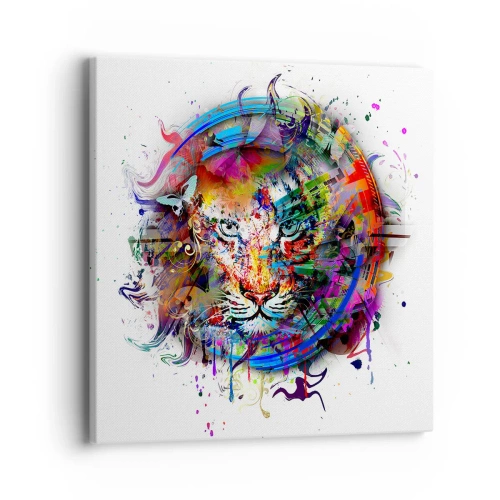 Cuadro sobre lienzo - Impresión de Imagen - Al acecho tras la cortina arco iris - 40x40 cm