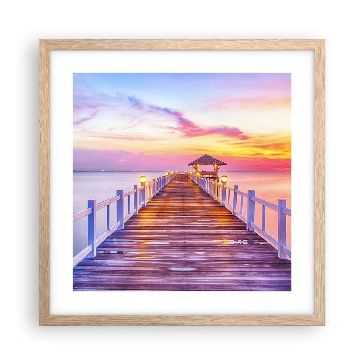 Póster en marco roble claro - El silencio lila-dorado de la tarde - 40x40 cm